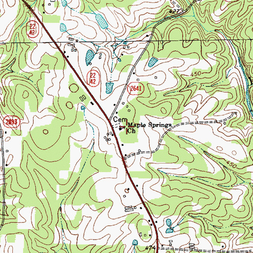 Topographic Map of Maple Springs Church, NC