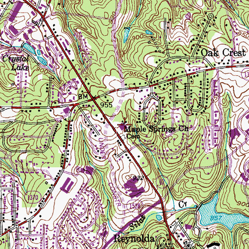 Topographic Map of Maple Springs Church, NC