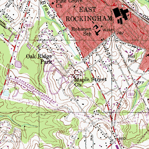 Topographic Map of Maple Street Church, NC