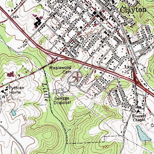 Topographic Map of Maplewood Cemetery, NC