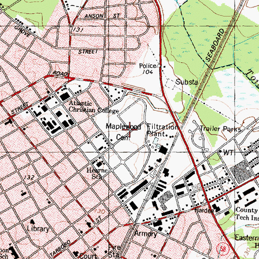 Topographic Map of Maplewood Cemetery, NC