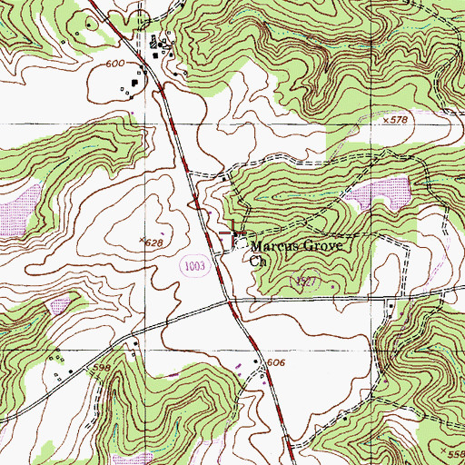 Topographic Map of Marcus Grove Church, NC