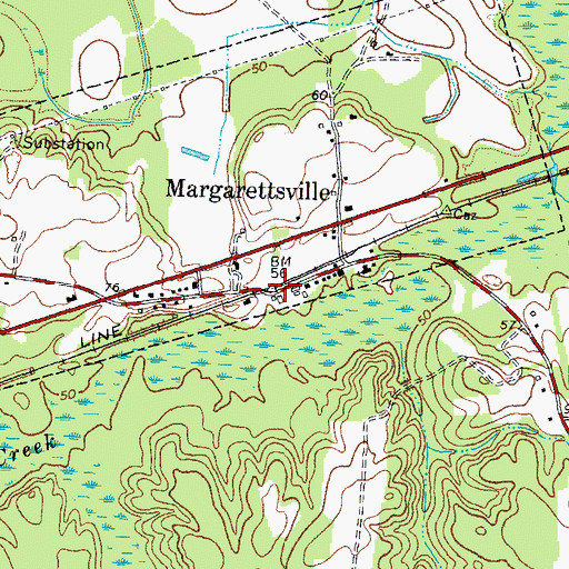 Topographic Map of Margarettsville, NC