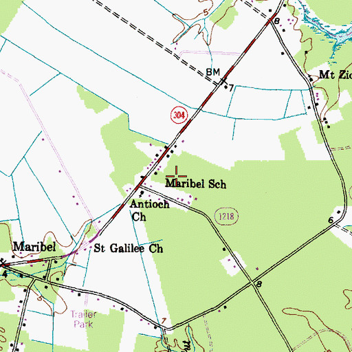 Topographic Map of Maribel School, NC