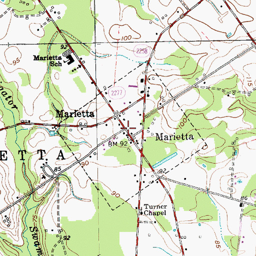 Topographic Map of Marietta, NC