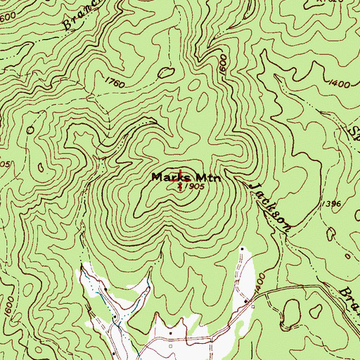 Topographic Map of Marks Mountain, NC