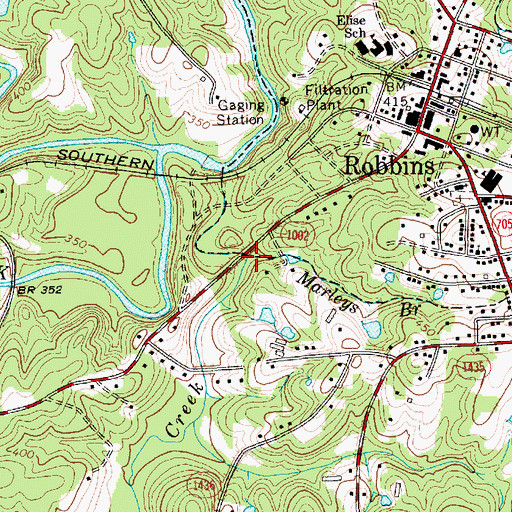 Topographic Map of Marleys Branch, NC