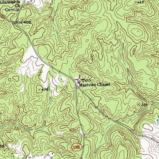 Topographic Map of Marrows Chapel, NC
