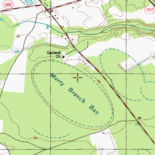 Topographic Map of Marry Branch Bay, NC