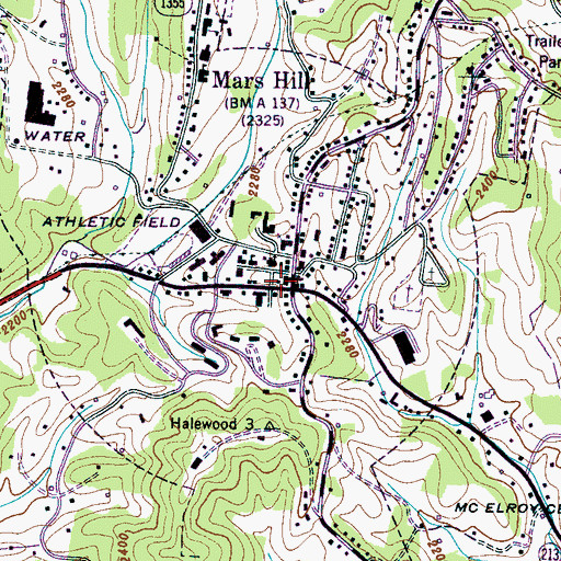 Topographic Map of Mars Hill, NC
