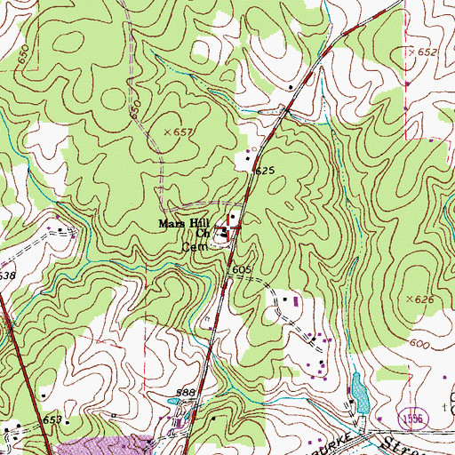 Topographic Map of Mars Hill Church, NC