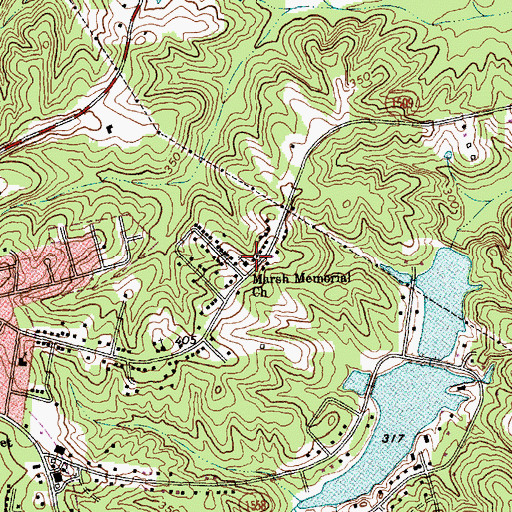 Topographic Map of Marsh Memorial Church, NC