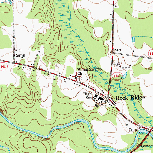 Topographic Map of Marsh Swamp Church, NC