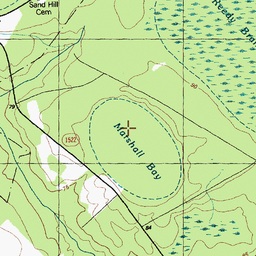 Topographic Map of Marshall Bay, NC