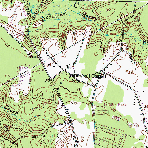 Topographic Map of Marshall Chapel School, NC