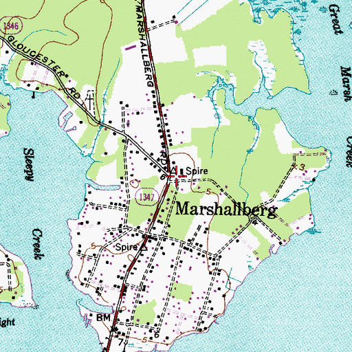 Topographic Map of Marshallberg, NC