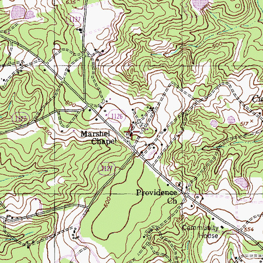 Topographic Map of Marshel Chapel, NC