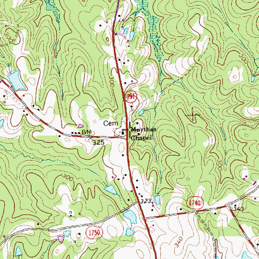 Topographic Map of Marthas Chapel United Church of Christ, NC
