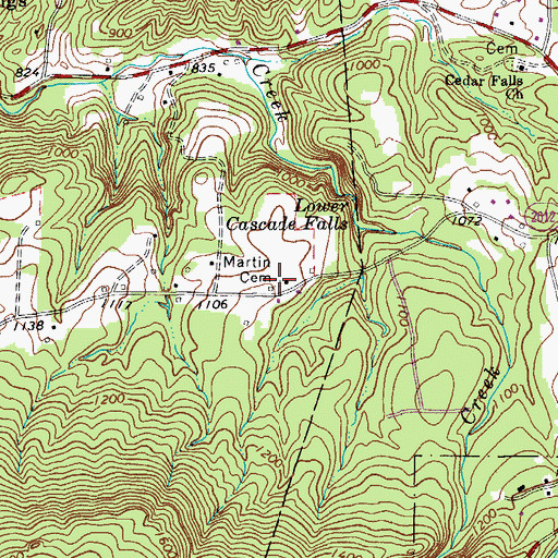 Topographic Map of Martin Cemetery, NC