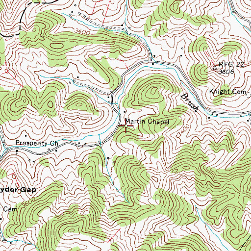 Topographic Map of Martin Chapel, NC