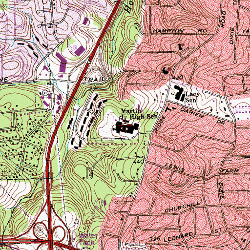 Topographic Map of Martin Junior High School, NC