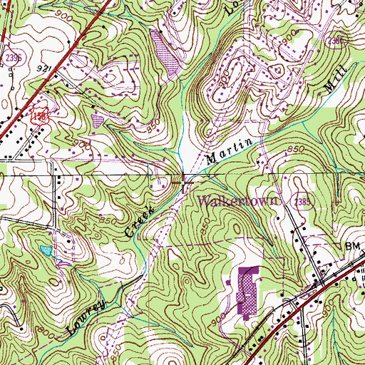 Topographic Map of Martin Mill Creek, NC
