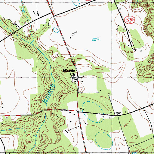 Topographic Map of Marvin Church, NC