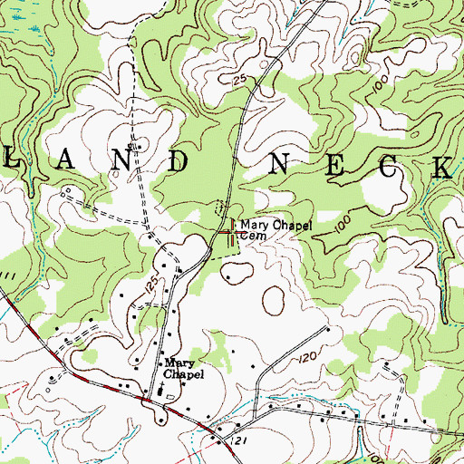 Topographic Map of Mary Chapel Cemetery, NC
