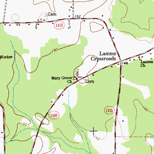 Topographic Map of Mary Grove Church, NC