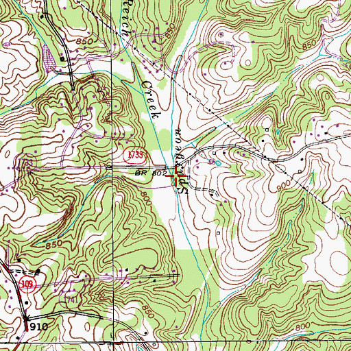 Topographic Map of Mary Reich Creek, NC