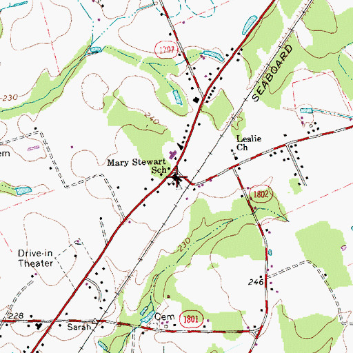 Topographic Map of Mary Stewart School, NC