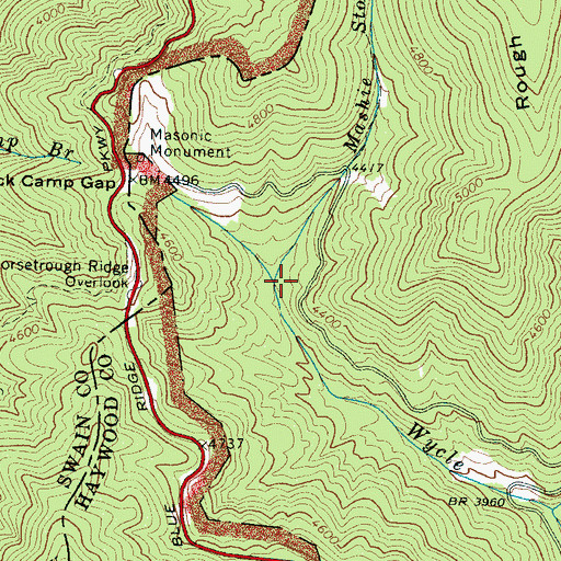 Topographic Map of Mashie Stomp Creek, NC