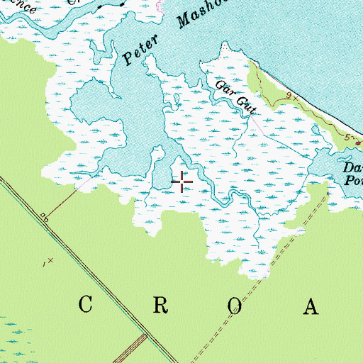 Topographic Map of Mashoes Marsh, NC