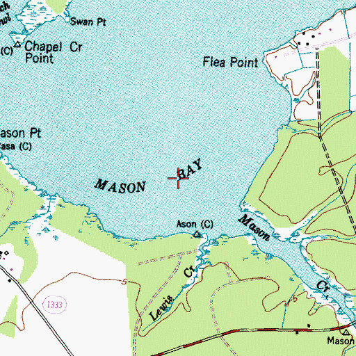 Topographic Map of Mason Bay, NC