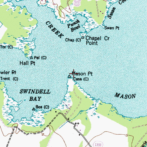 Topographic Map of Mason Point, NC
