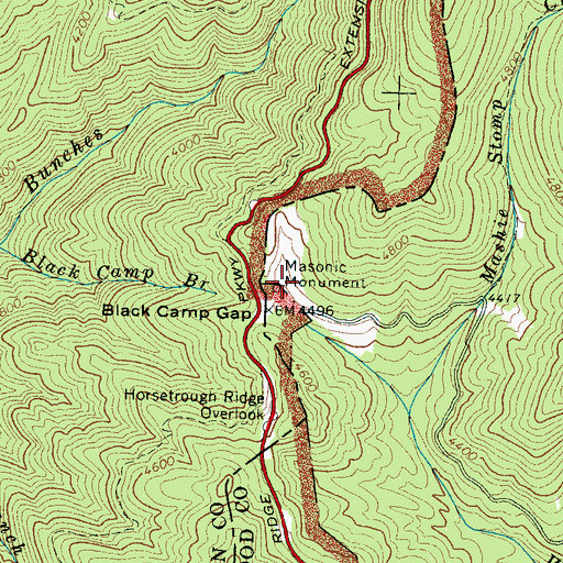 Topographic Map of Masonic Monument, NC