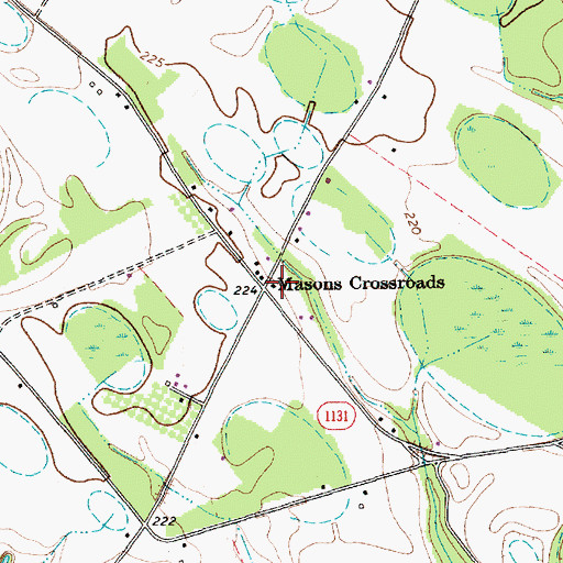 Topographic Map of Masons Crossroads, NC