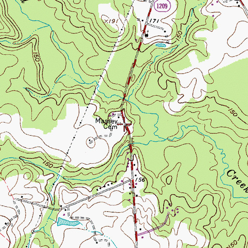 Topographic Map of Massey Cemetery, NC