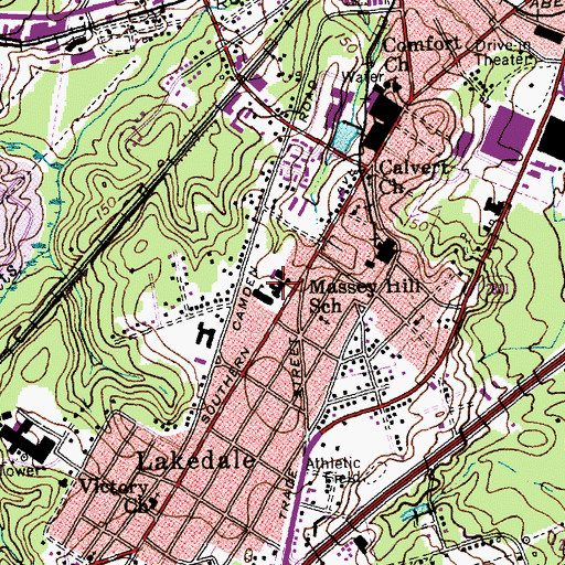 Topographic Map of Massey Hill School, NC