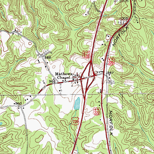 Topographic Map of Matthews Chapel United Methodist Church, NC