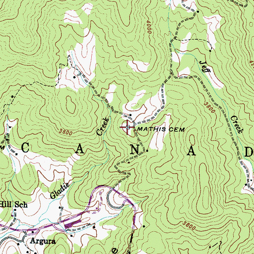 Topographic Map of Mathis Cemetery, NC