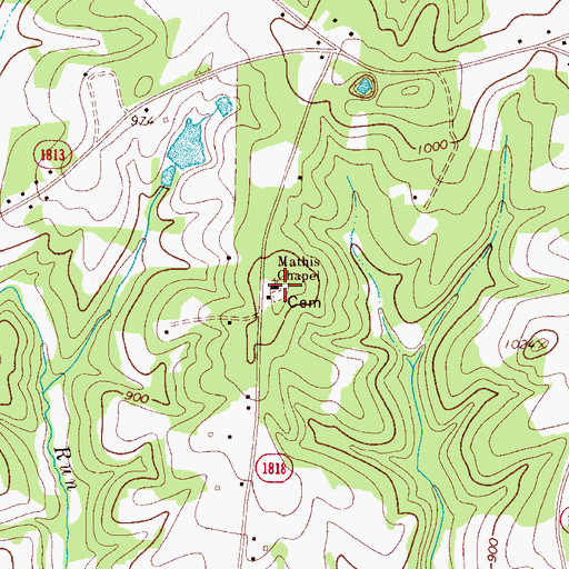 Topographic Map of Mathis Chapel, NC