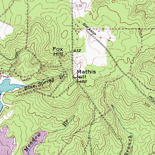 Topographic Map of Mathis Hill, NC