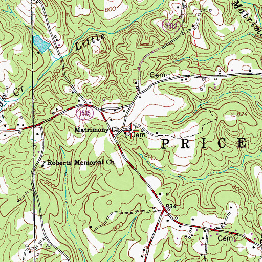 Topographic Map of Matrimony Primitive Baptist Church, NC