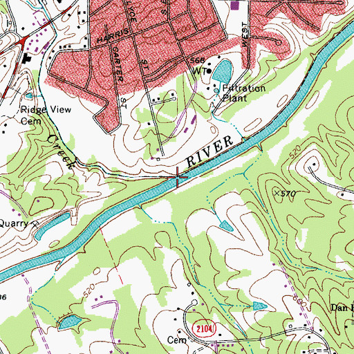 Topographic Map of Matrimony Creek, NC