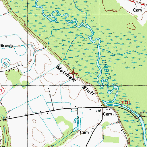 Topographic Map of Matthew Bluff, NC