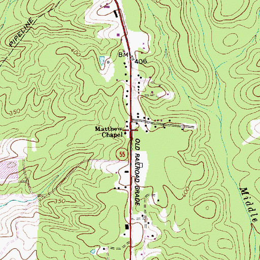 Topographic Map of Matthew Chapel, NC