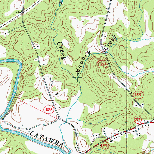 Topographic Map of Mauney Creek, NC