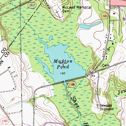 Topographic Map of Maxton Pond, NC