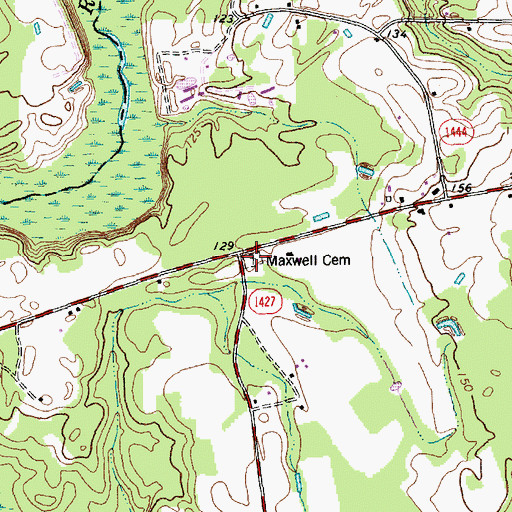 Topographic Map of Maxwell Cemetery, NC